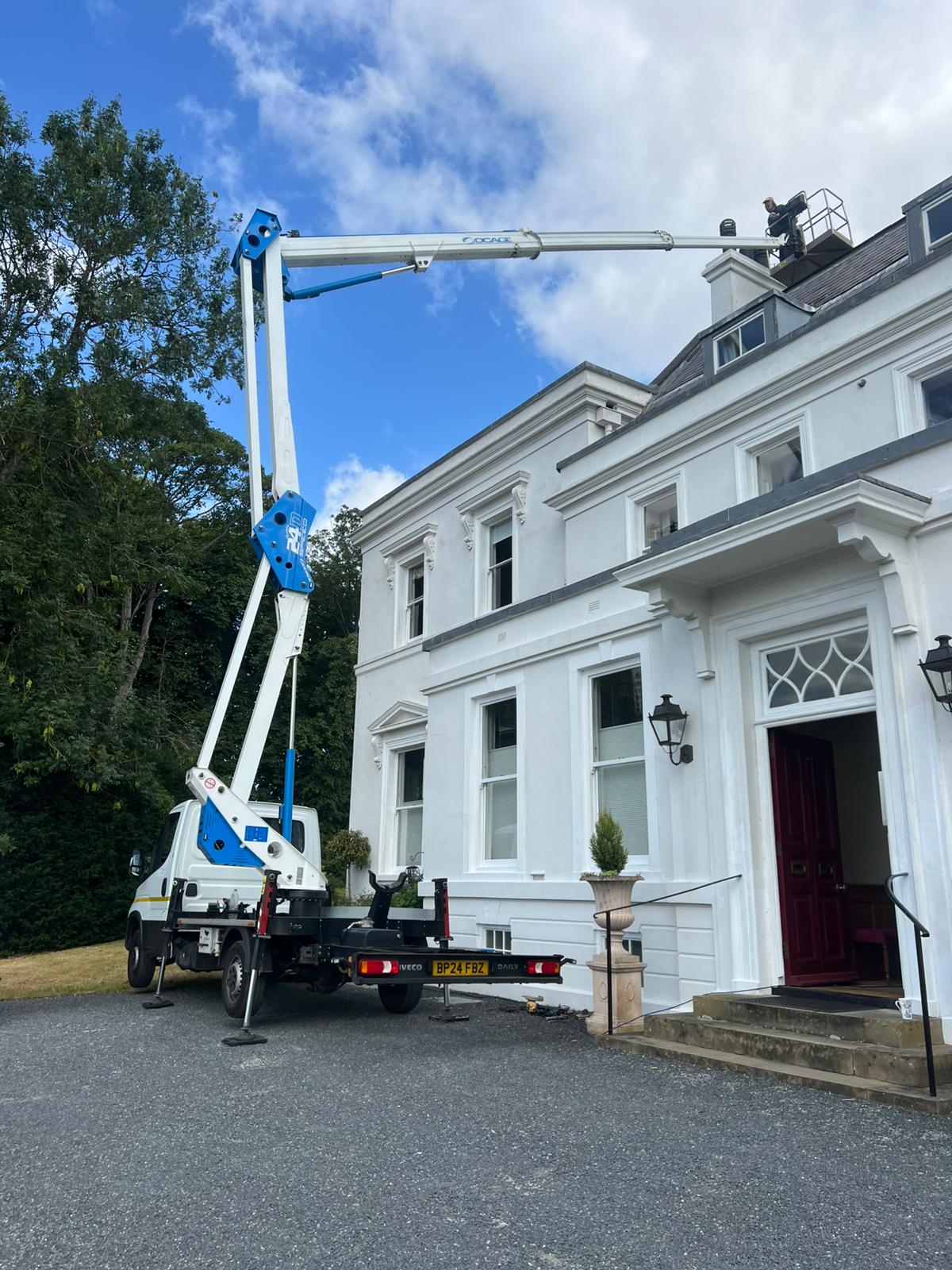 Chimney repair from cherry picker in Hitchin